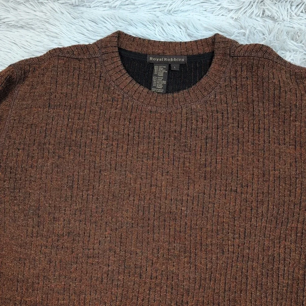 Vintage Royal Robbins Sweater Mens L Brown Wool Blend Preppy Casual‎ Comfort